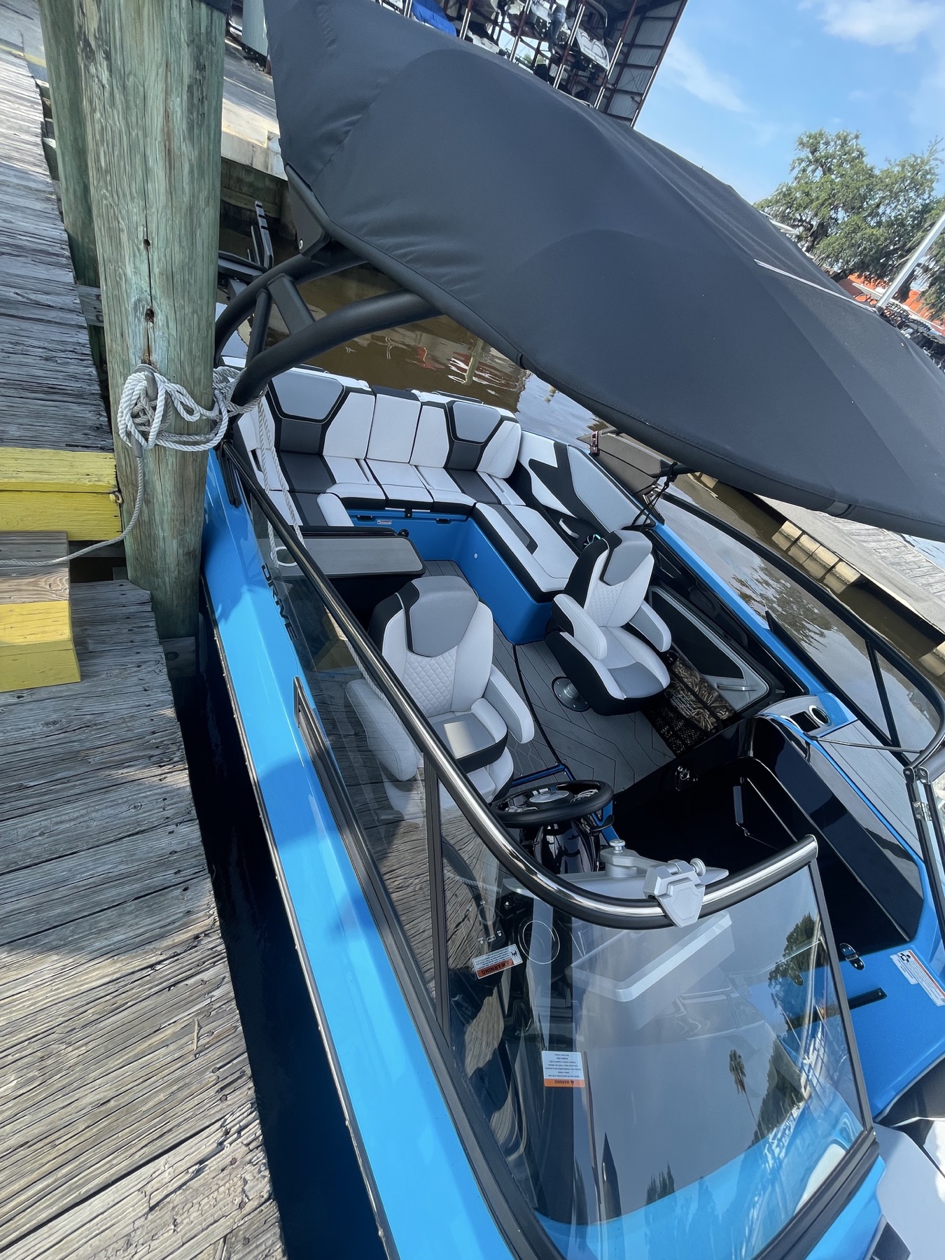 Dockside view of the boat interior